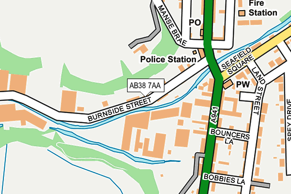 AB38 7AA map - OS OpenMap – Local (Ordnance Survey)