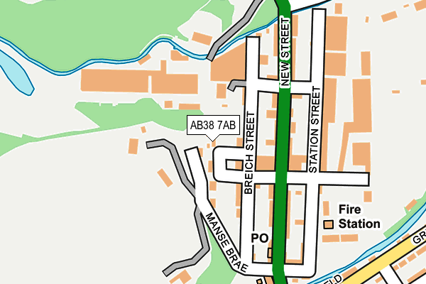 AB38 7AB map - OS OpenMap – Local (Ordnance Survey)