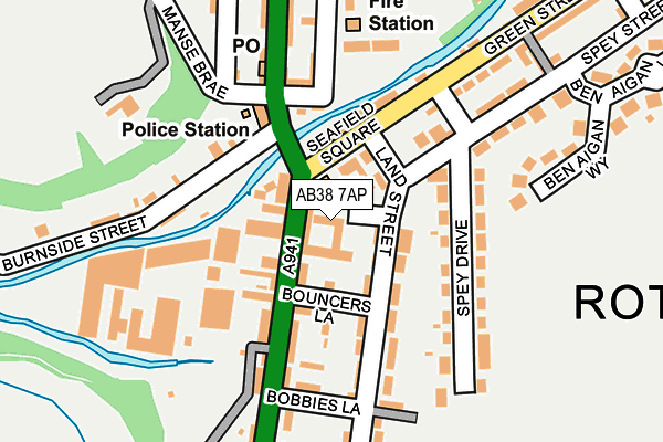 AB38 7AP map - OS OpenMap – Local (Ordnance Survey)