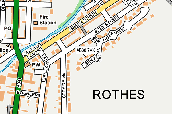 AB38 7AX map - OS OpenMap – Local (Ordnance Survey)