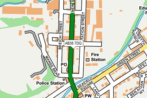 AB38 7DQ map - OS OpenMap – Local (Ordnance Survey)