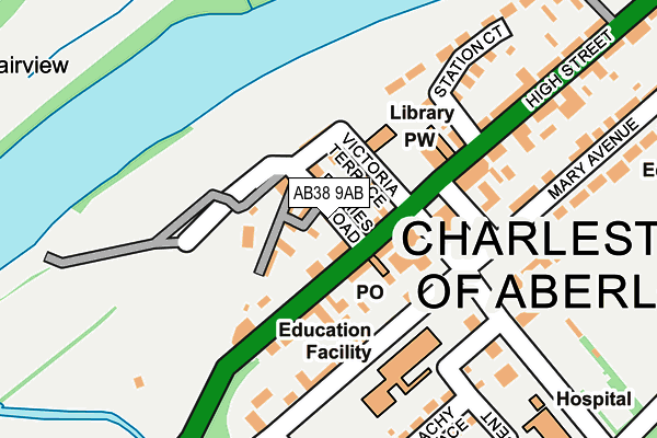 AB38 9AB map - OS OpenMap – Local (Ordnance Survey)