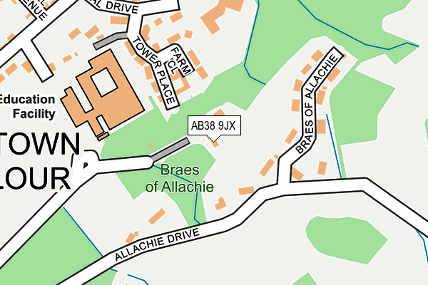AB38 9JX map - OS OpenMap – Local (Ordnance Survey)