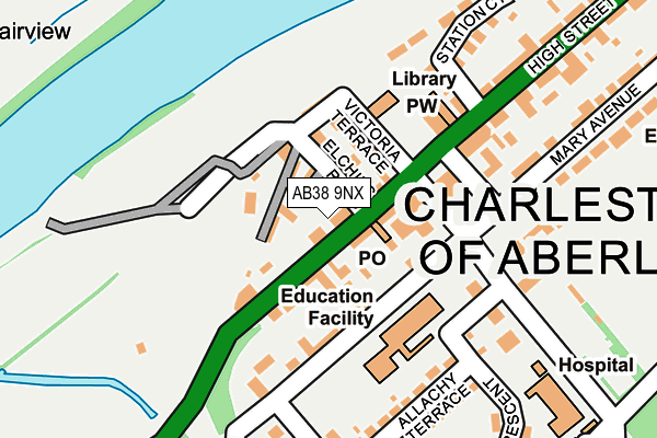 AB38 9NX map - OS OpenMap – Local (Ordnance Survey)