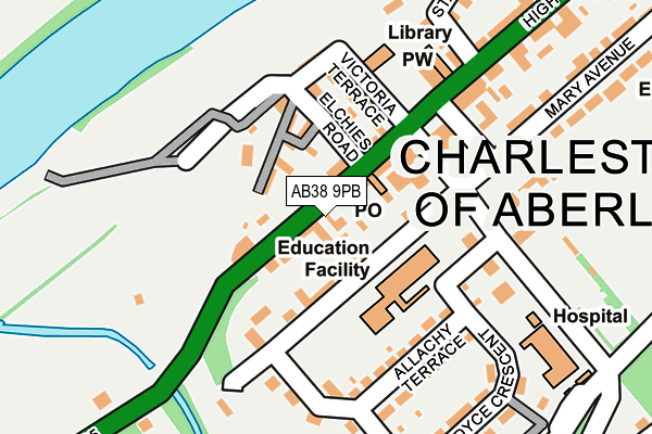 AB38 9PB map - OS OpenMap – Local (Ordnance Survey)