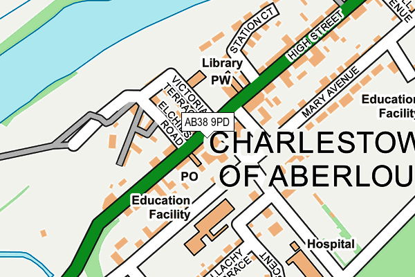 AB38 9PD map - OS OpenMap – Local (Ordnance Survey)