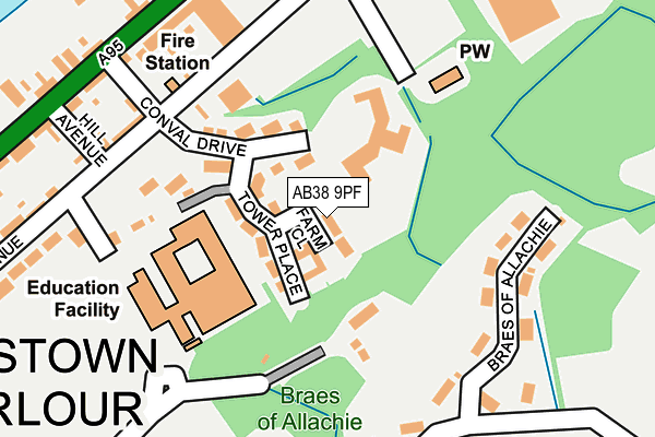 AB38 9PF map - OS OpenMap – Local (Ordnance Survey)