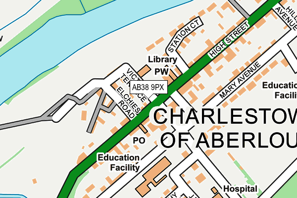 AB38 9PX map - OS OpenMap – Local (Ordnance Survey)
