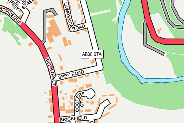 AB38 9TA map - OS OpenMap – Local (Ordnance Survey)