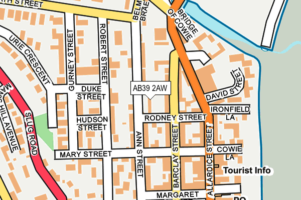 AB39 2AW map - OS OpenMap – Local (Ordnance Survey)