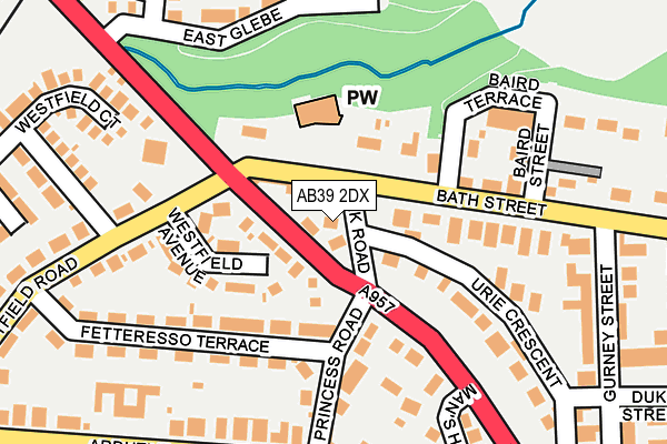 AB39 2DX map - OS OpenMap – Local (Ordnance Survey)