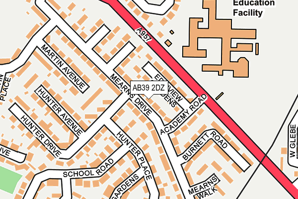 AB39 2DZ map - OS OpenMap – Local (Ordnance Survey)