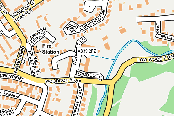 AB39 2FZ map - OS OpenMap – Local (Ordnance Survey)