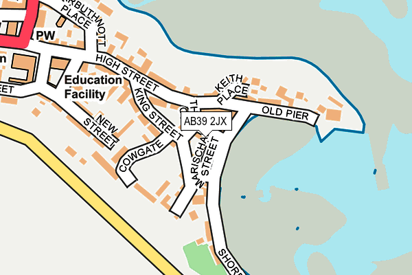 AB39 2JX map - OS OpenMap – Local (Ordnance Survey)