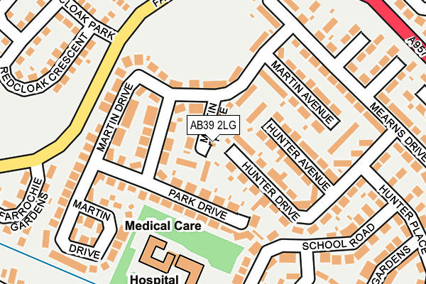 AB39 2LG map - OS OpenMap – Local (Ordnance Survey)