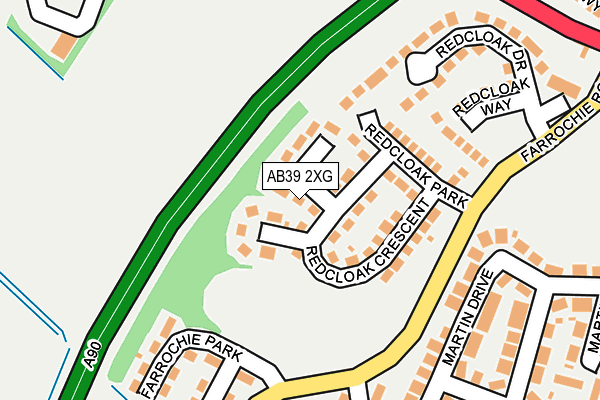 AB39 2XG map - OS OpenMap – Local (Ordnance Survey)