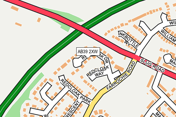 AB39 2XW map - OS OpenMap – Local (Ordnance Survey)