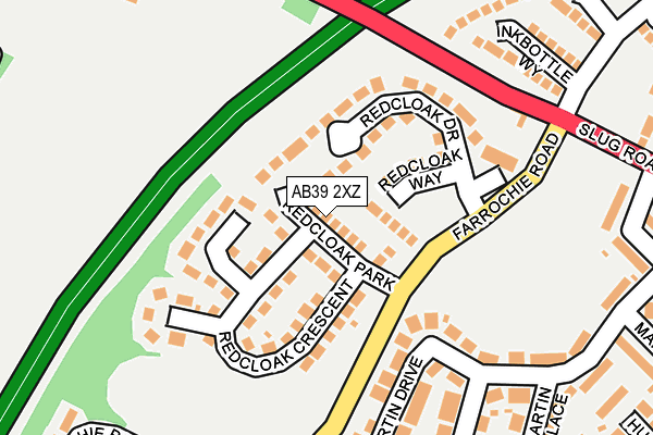 AB39 2XZ map - OS OpenMap – Local (Ordnance Survey)