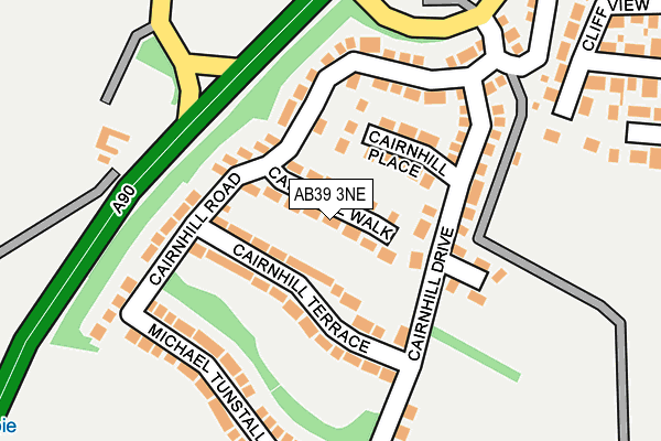 AB39 3NE map - OS OpenMap – Local (Ordnance Survey)