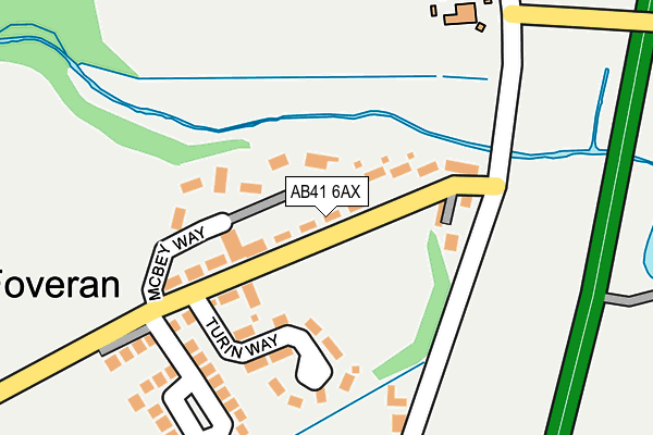 AB41 6AX map - OS OpenMap – Local (Ordnance Survey)
