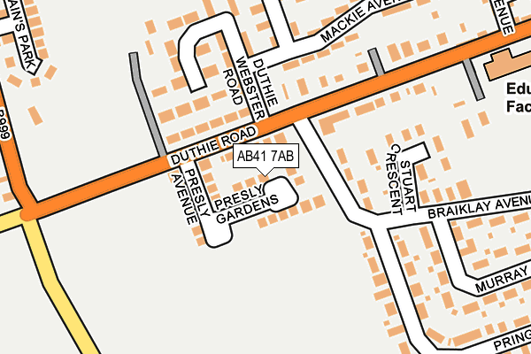AB41 7AB map - OS OpenMap – Local (Ordnance Survey)