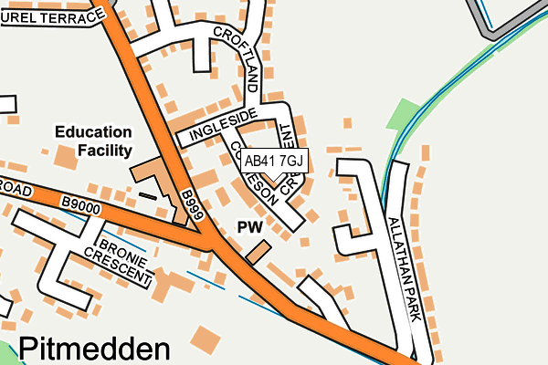 AB41 7GJ map - OS OpenMap – Local (Ordnance Survey)