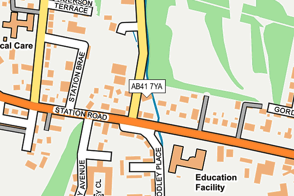 AB41 7YA map - OS OpenMap – Local (Ordnance Survey)