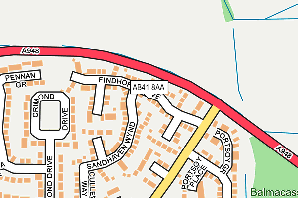 AB41 8AA map - OS OpenMap – Local (Ordnance Survey)