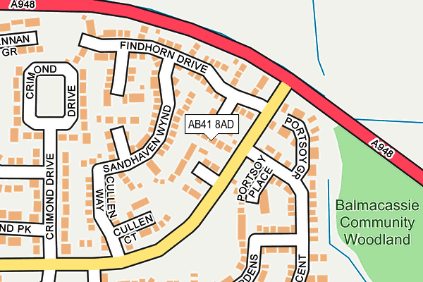 AB41 8AD map - OS OpenMap – Local (Ordnance Survey)