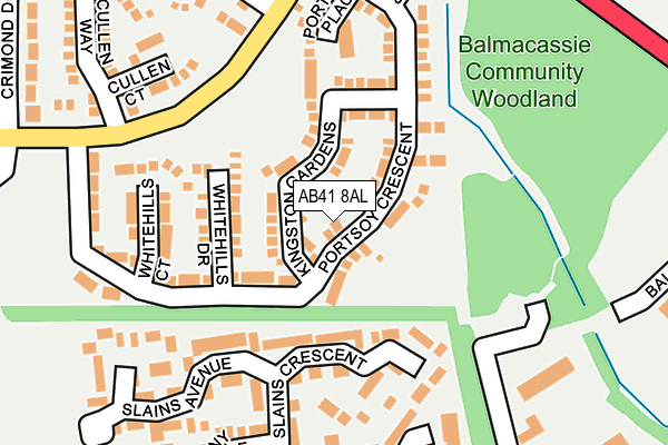 AB41 8AL map - OS OpenMap – Local (Ordnance Survey)