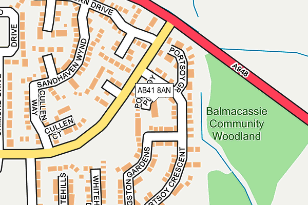 AB41 8AN map - OS OpenMap – Local (Ordnance Survey)