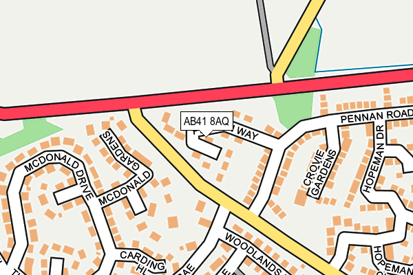 AB41 8AQ map - OS OpenMap – Local (Ordnance Survey)