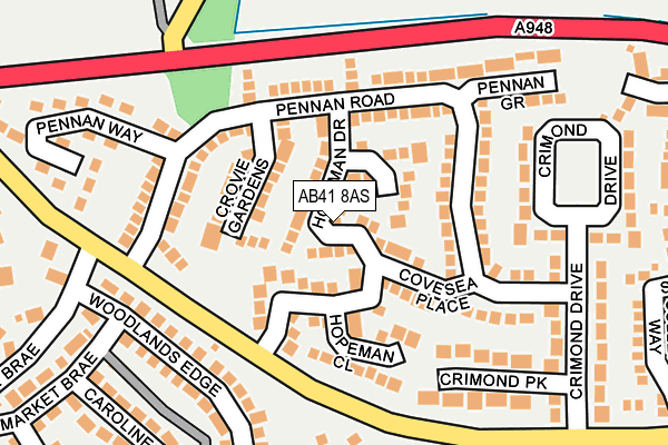 AB41 8AS map - OS OpenMap – Local (Ordnance Survey)