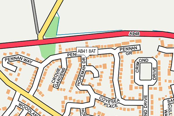 AB41 8AT map - OS OpenMap – Local (Ordnance Survey)