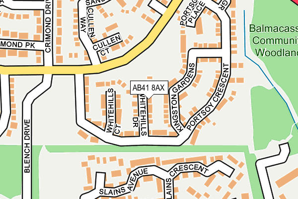 AB41 8AX map - OS OpenMap – Local (Ordnance Survey)