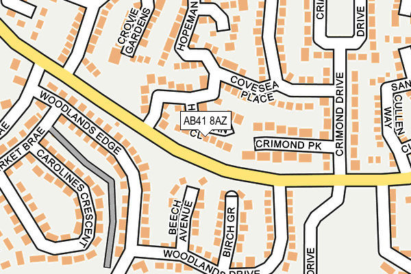 AB41 8AZ map - OS OpenMap – Local (Ordnance Survey)