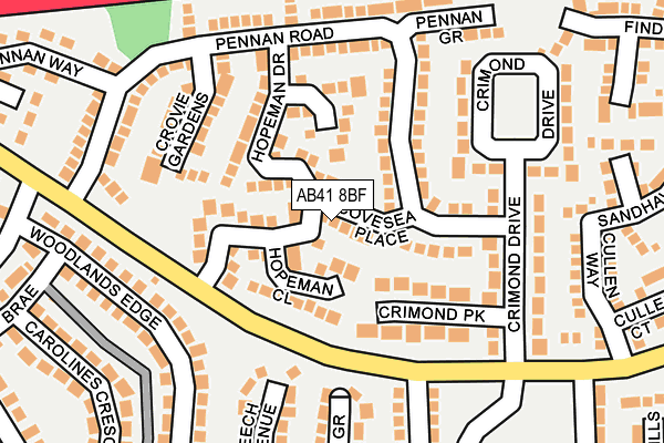 AB41 8BF map - OS OpenMap – Local (Ordnance Survey)