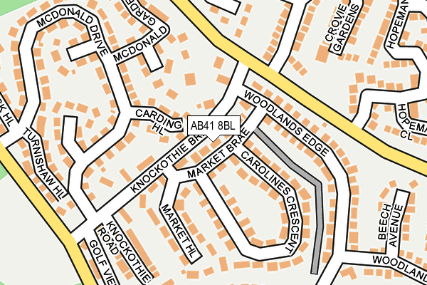 AB41 8BL map - OS OpenMap – Local (Ordnance Survey)