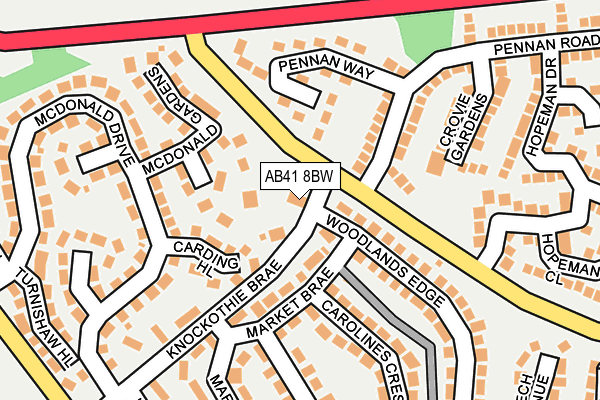 AB41 8BW map - OS OpenMap – Local (Ordnance Survey)