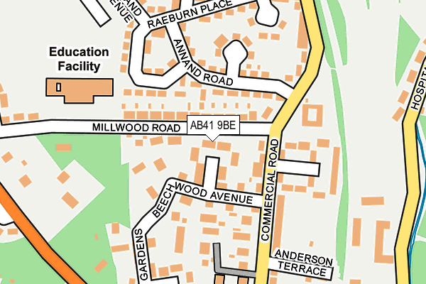 AB41 9BE map - OS OpenMap – Local (Ordnance Survey)