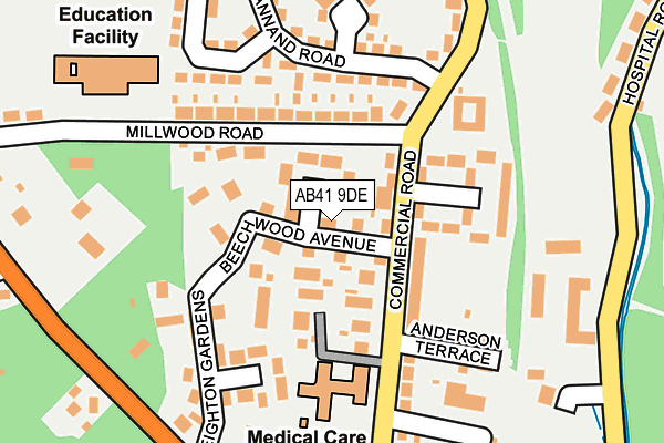 AB41 9DE map - OS OpenMap – Local (Ordnance Survey)