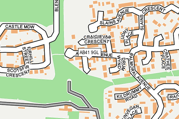 AB41 9GL map - OS OpenMap – Local (Ordnance Survey)