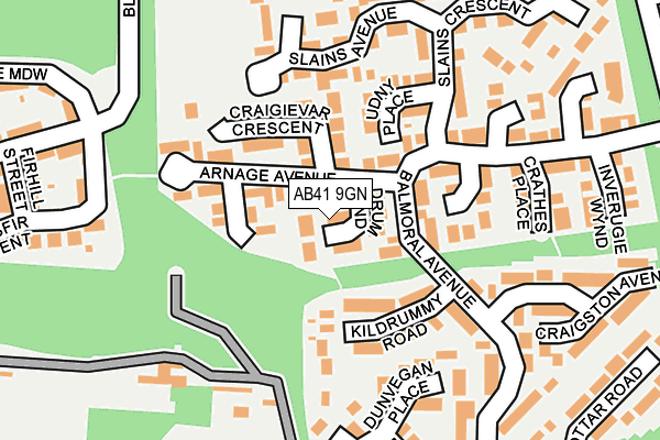 AB41 9GN map - OS OpenMap – Local (Ordnance Survey)