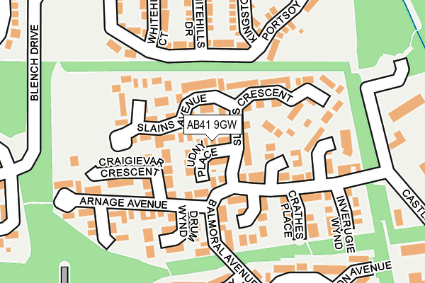 AB41 9GW map - OS OpenMap – Local (Ordnance Survey)