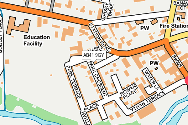 AB41 9GY map - OS OpenMap – Local (Ordnance Survey)