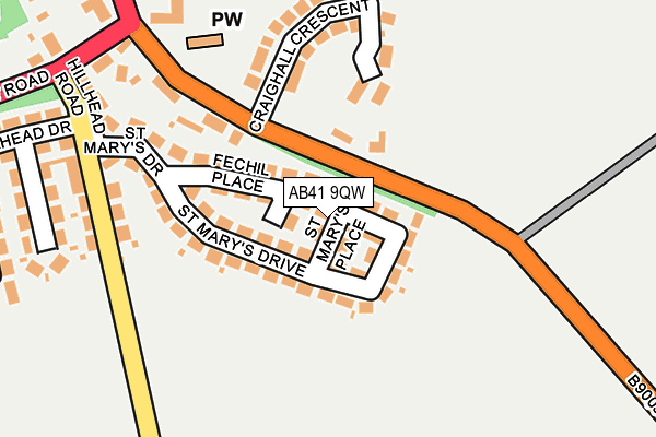 AB41 9QW map - OS OpenMap – Local (Ordnance Survey)