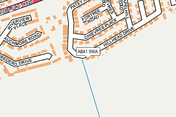 AB41 9WA map - OS OpenMap – Local (Ordnance Survey)