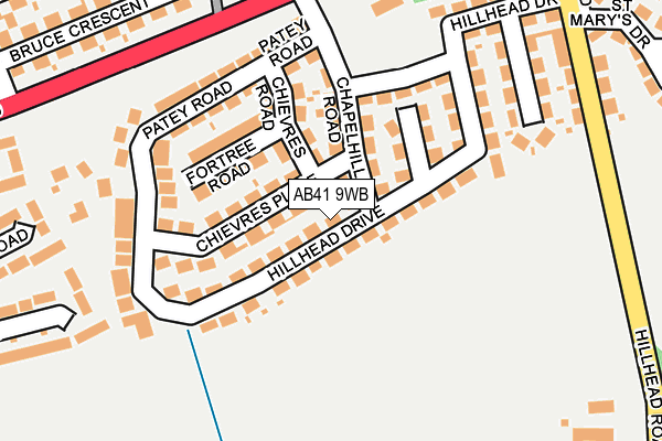 AB41 9WB map - OS OpenMap – Local (Ordnance Survey)