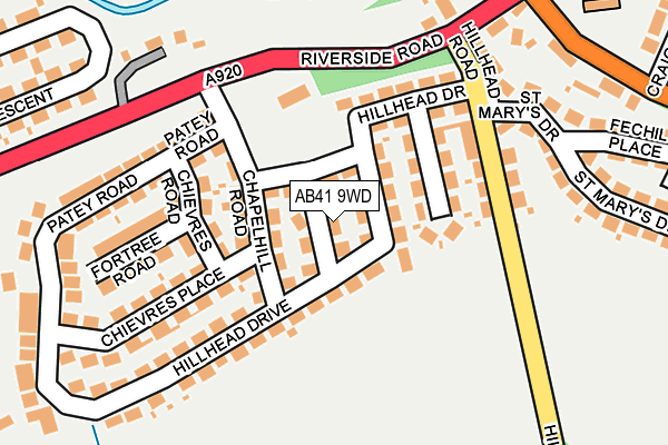 AB41 9WD map - OS OpenMap – Local (Ordnance Survey)