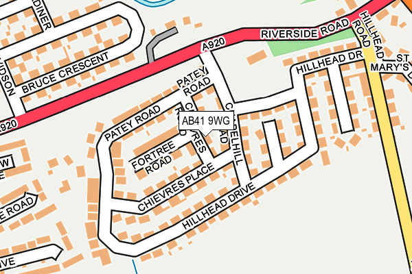 AB41 9WG map - OS OpenMap – Local (Ordnance Survey)